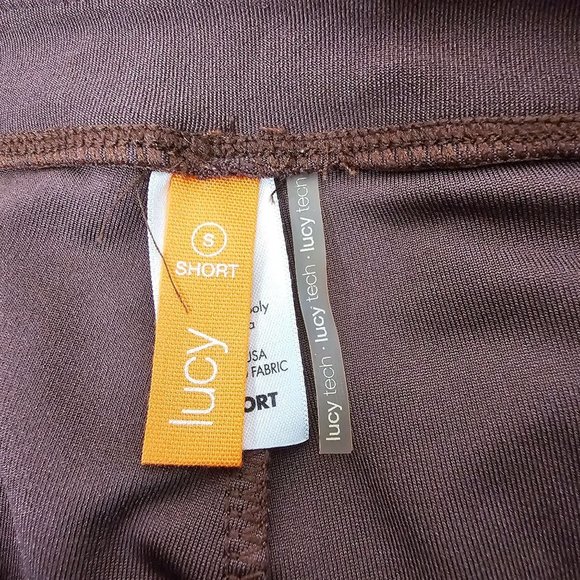 Lucy Size Small Short Brown Wide Leg Yoga Pants Zipper Pockets High Rise - Picture 5 of 6